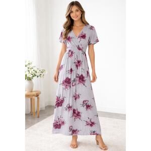 Illa Illa Floral Maxi Wrap Dress Womens Size M Cottagecore Feminine Prairie 90s